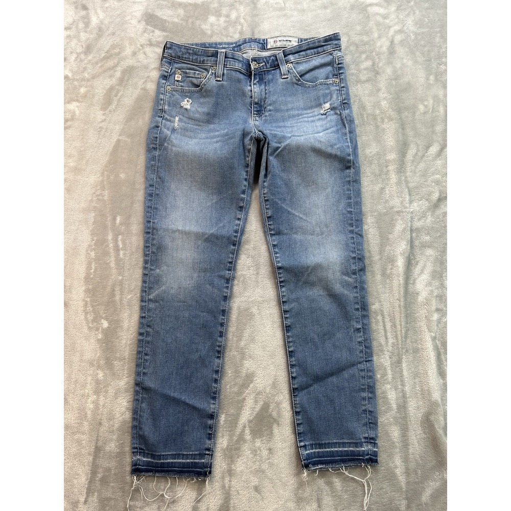 Adriano Goldschmied Jeans Womens Sz 27 Blue The Stilt Crop Distressed Denim Fade